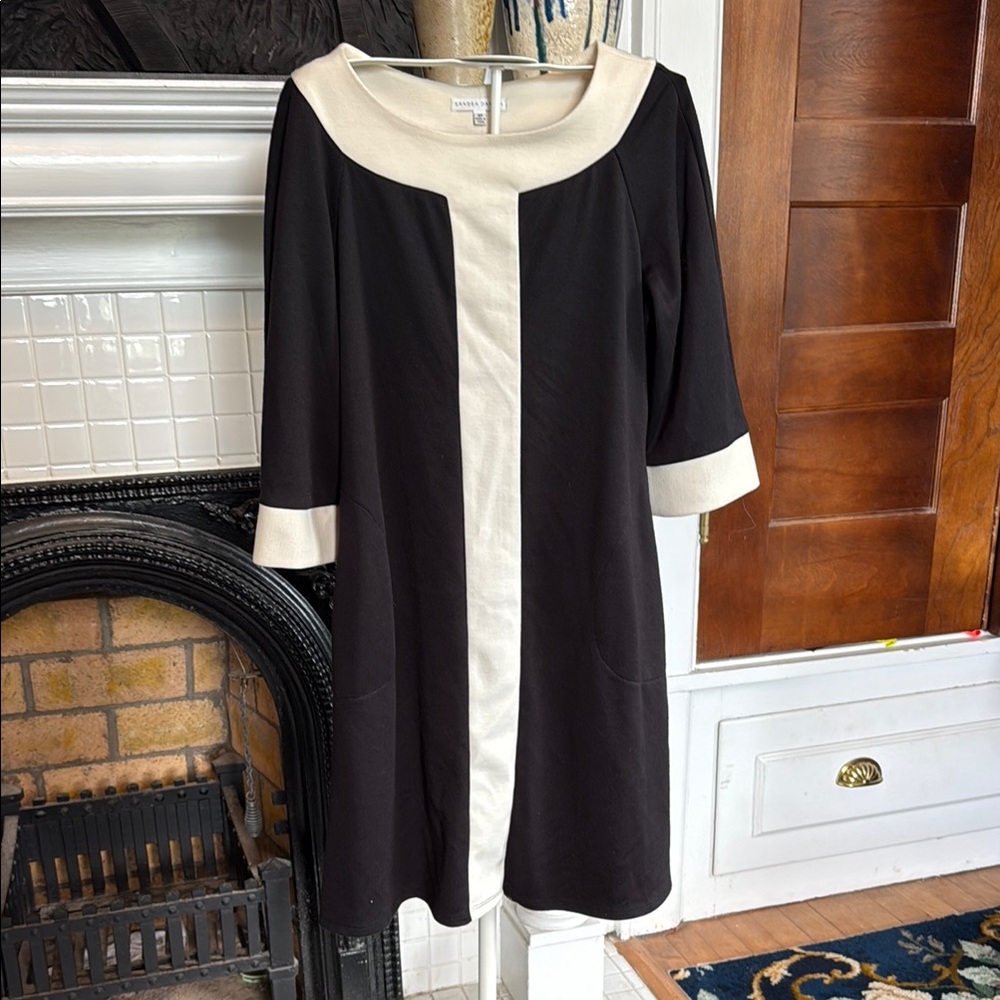 Sandra Darren Black Dress with Cream Accents- worn twice‎